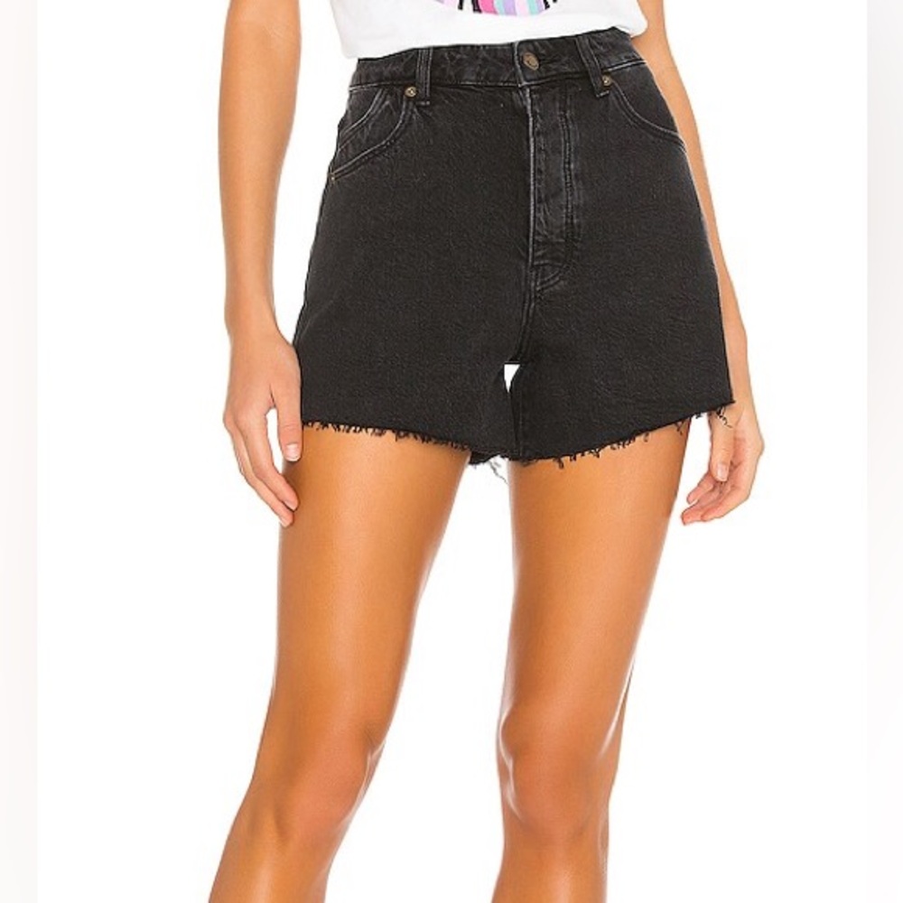 Rolla's Original Short High Rise Cut Off Shorts Washed Black Size 28